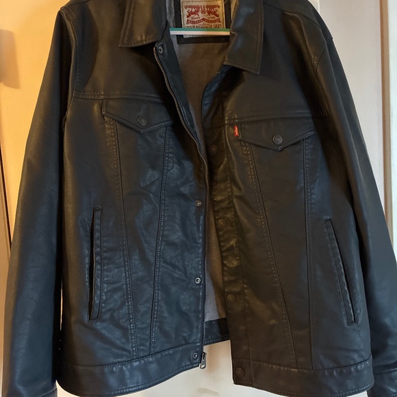 Levi’s Faux Leather Trucker’s Jacket - Picture 1 of 4